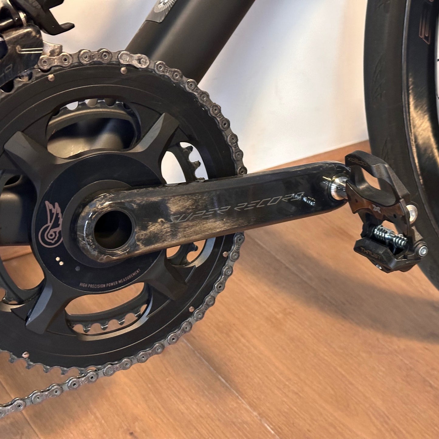 Super Record 13 Power Meter with Cyclistick crank protector fitted