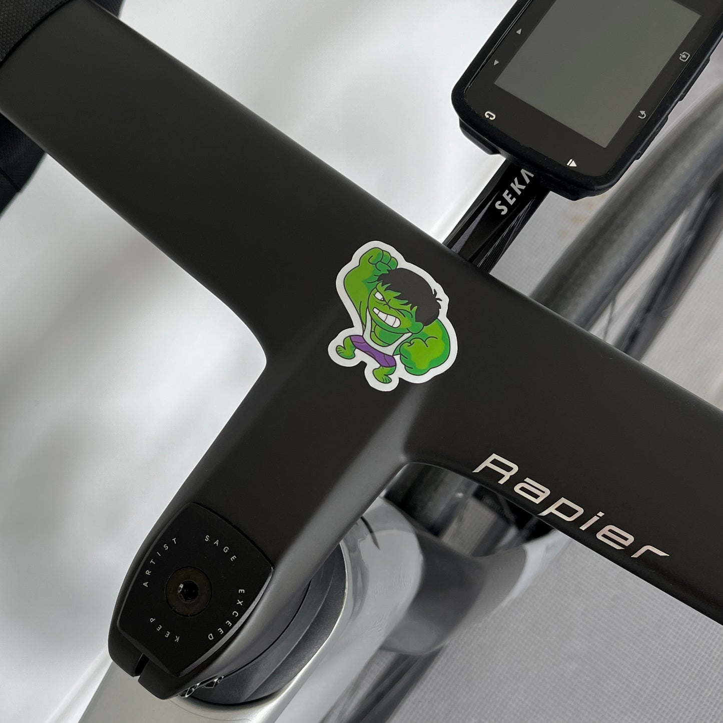 Tadej Pogacar handlebar/stem Hulk Sticker by Cyclistick