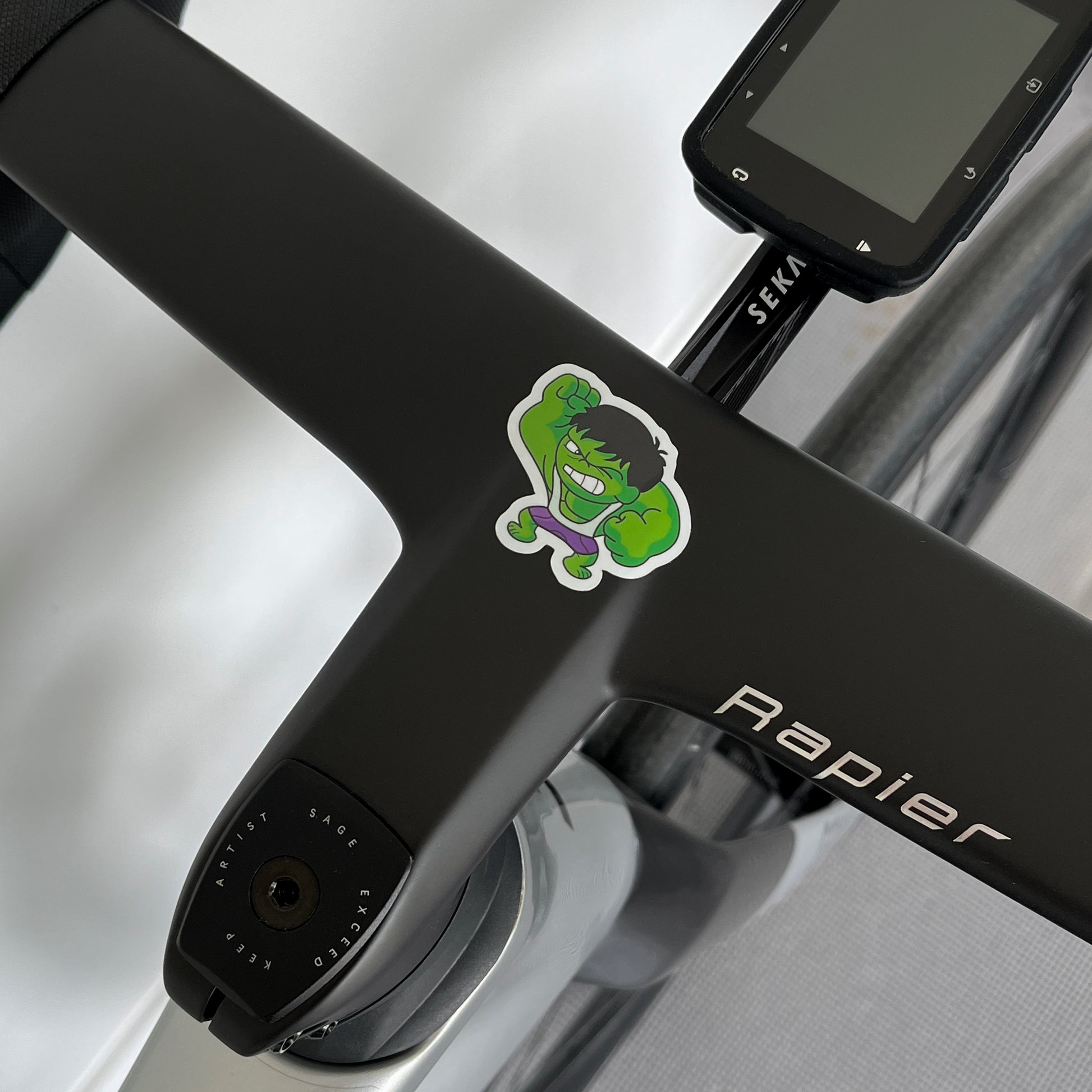 Tadej Pogacar handlebar/stem Hulk Sticker by Cyclistick