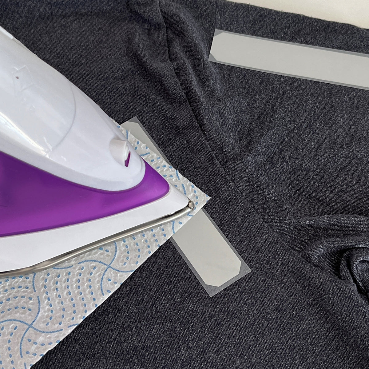 Iron on reflective material application by Cyclistick 